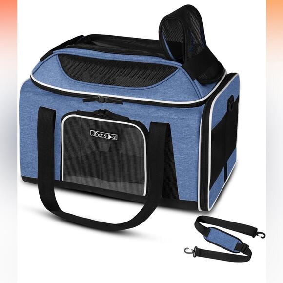 Top-Expandable Pet Carrier Alaska Airline Approved Soft-Sided Small Cats Dogs - Picture 1 of 8